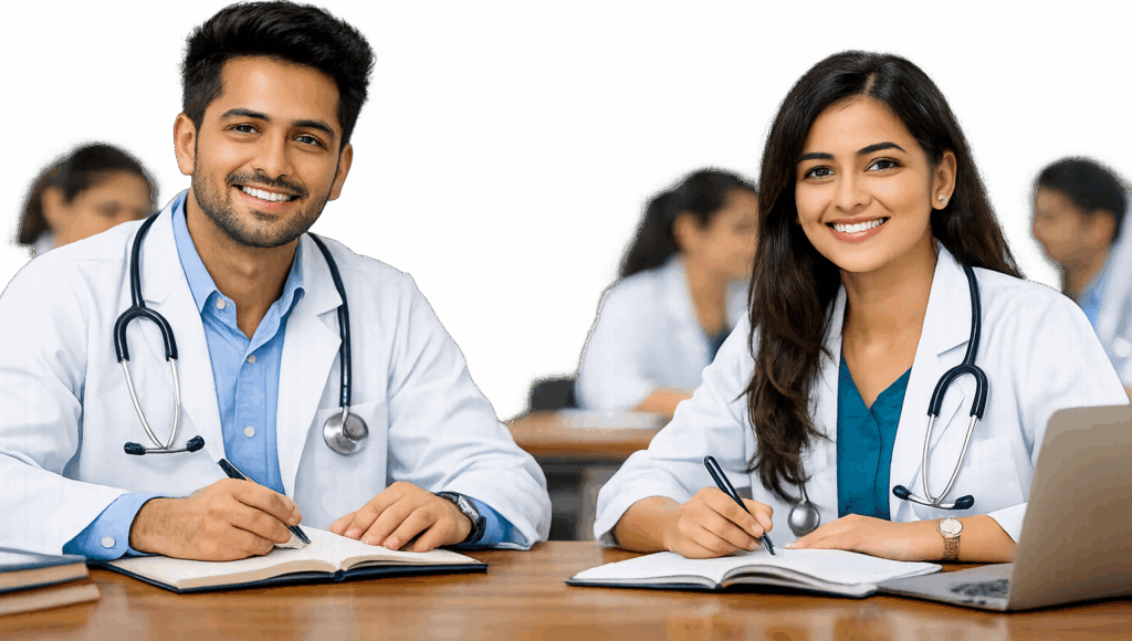 Medical students during MD MS admission registration and documentation